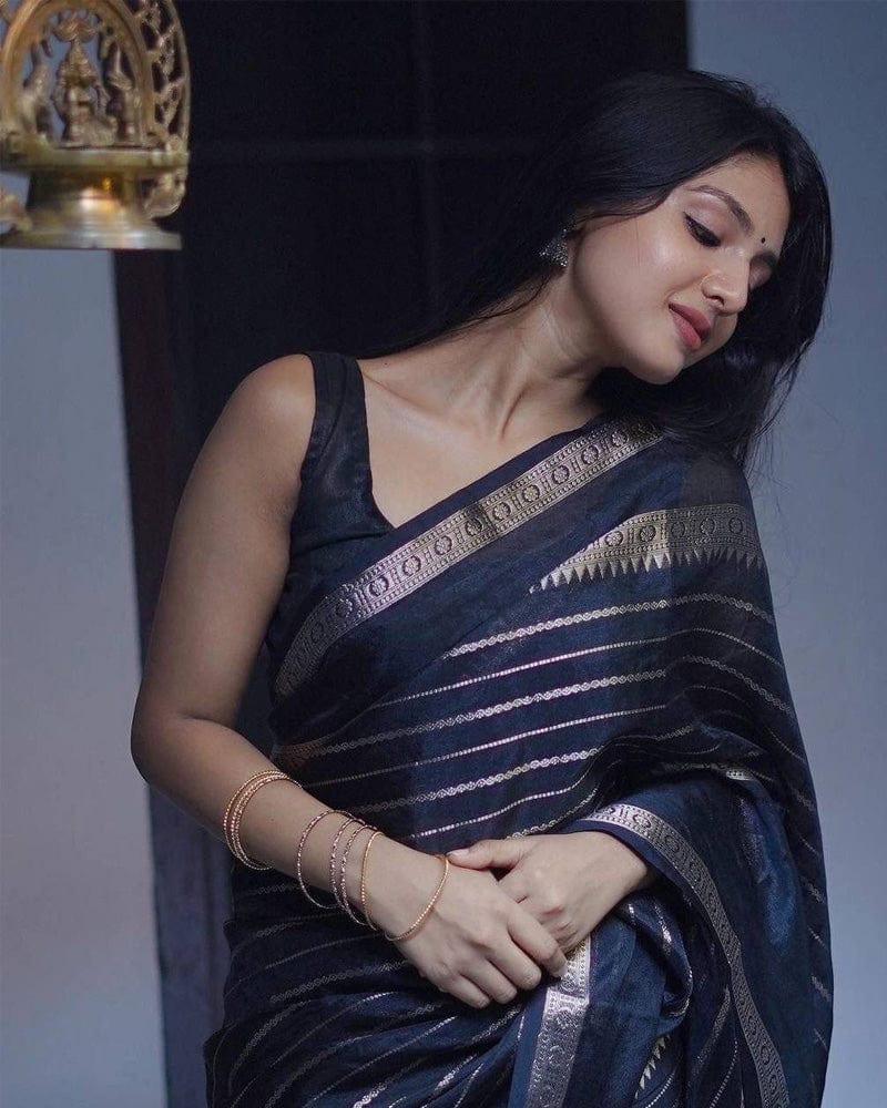 Black Color Soft Silk Saree