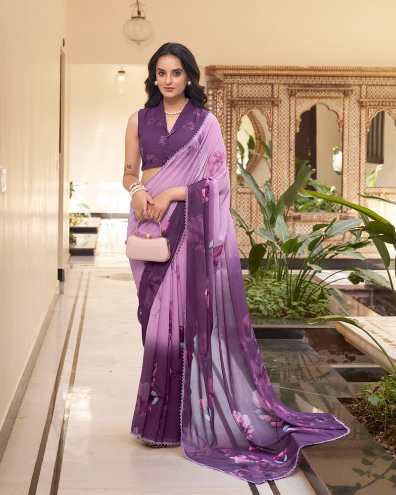 Purple Color Weightless Marble Saree