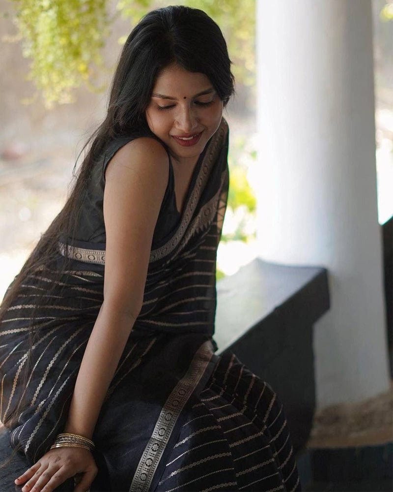 Black Color Soft Silk Saree