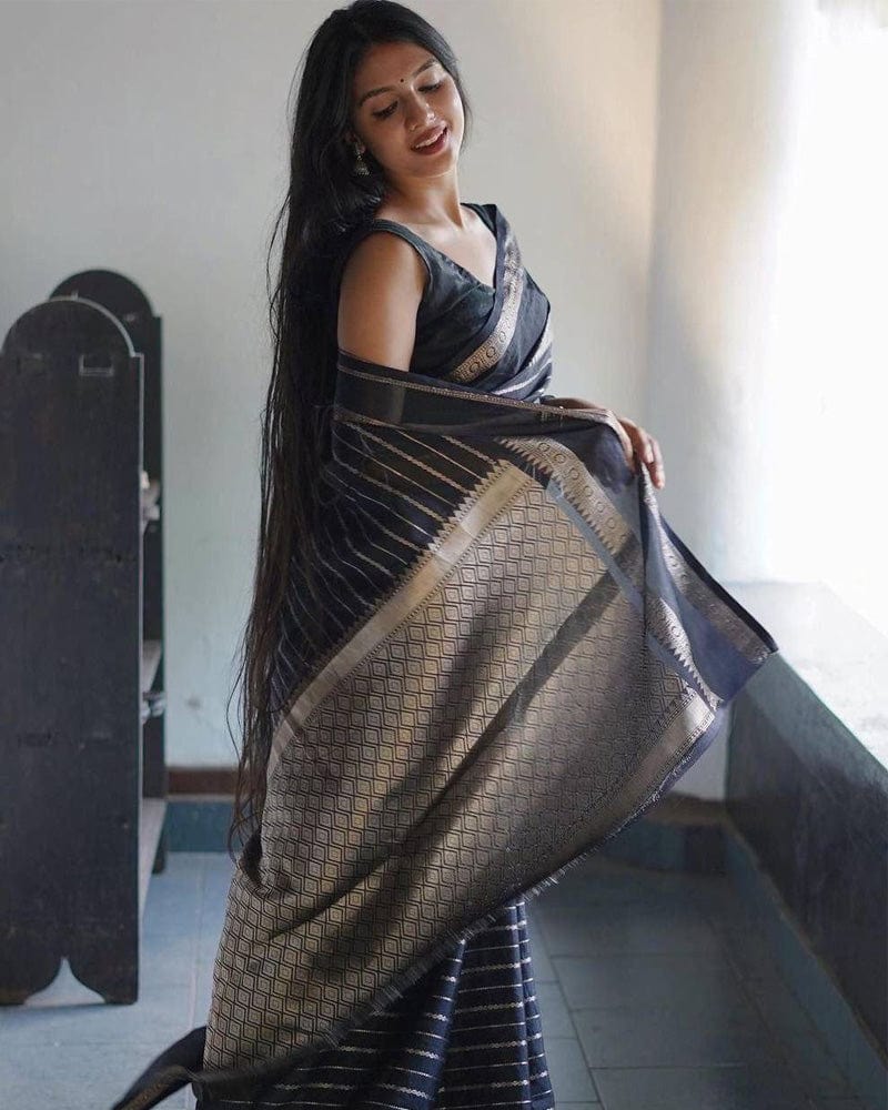 Black Color Soft Silk Saree