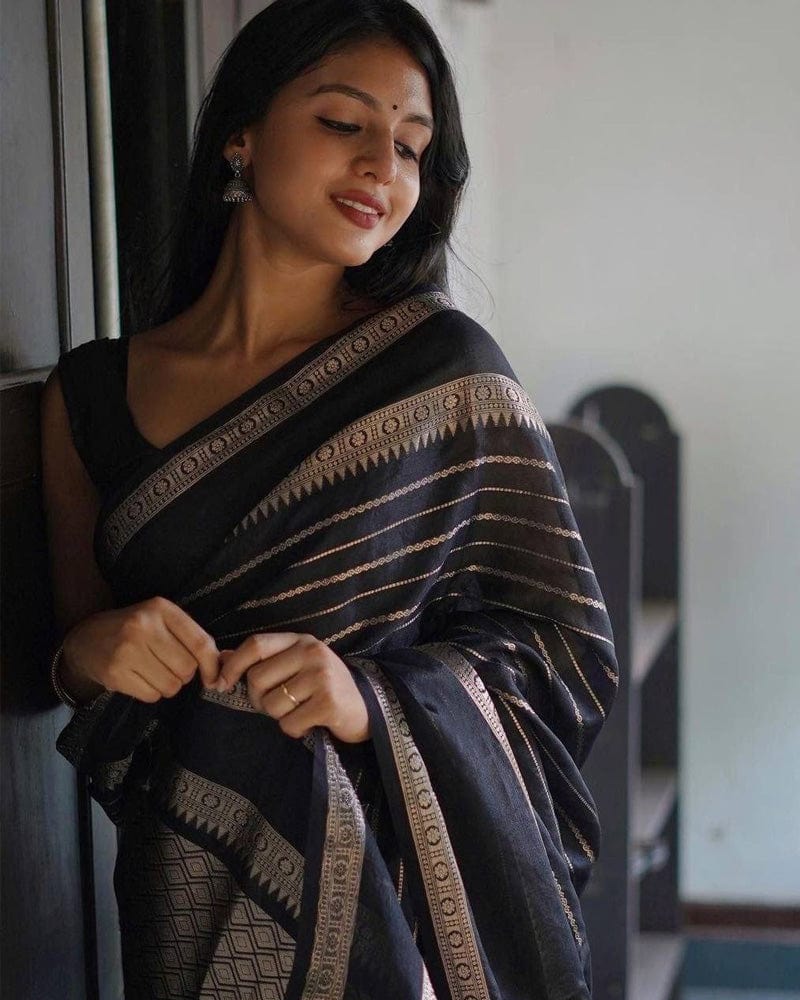 Black Color Soft Silk Saree