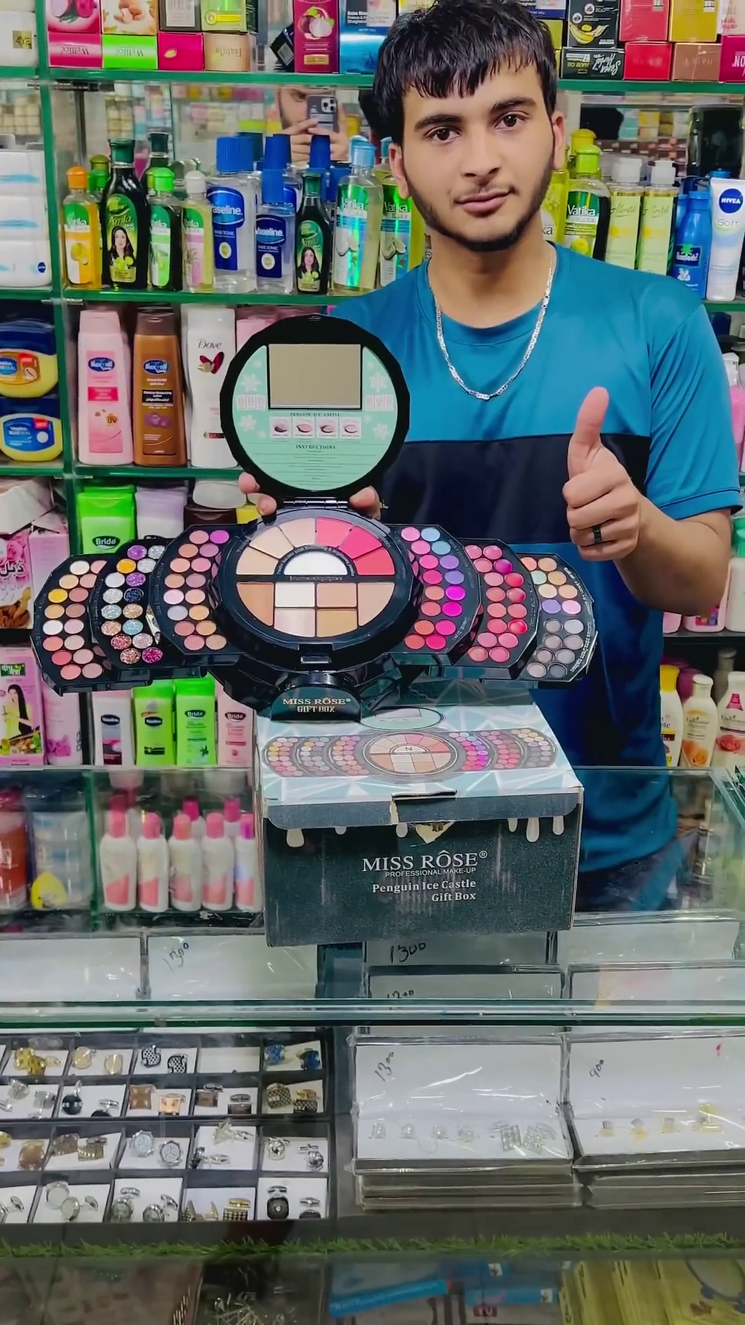 Miss Rose Penguin Ice Castle Makeup Kit - Complete Set with Eyeshadows, Lipsticks, Blushes, Highlighters, and Contours in a Stylish Compact Design for Full Makeup Looks