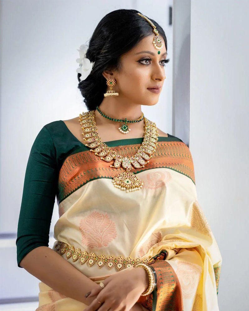 Copper white Color Soft Silk Saree With Exclusive Border