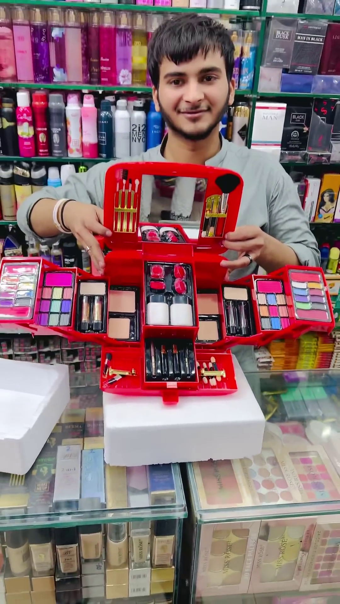 Complete Red Makeup Kit Set - Includes Eyeshadows, Lipsticks, Blushes, Highlighters, Nail Polishes, Brushes, and More for a Full Makeup Look, Perfect for On-the-Go Beauty Touch-Ups