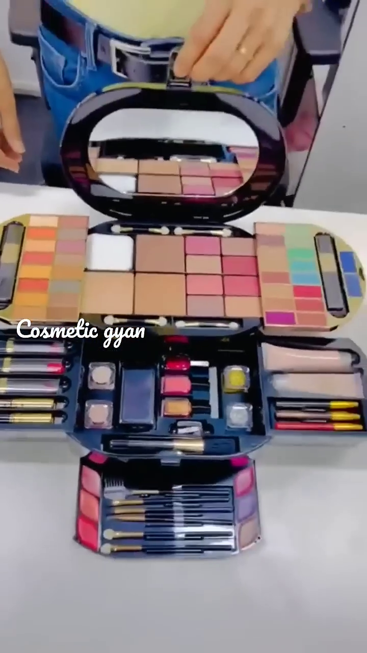 Ultimate Makeup Case – Complete Set with Eyeshadows, Lipsticks, Brushes, and More in a Stylish Compact Kit