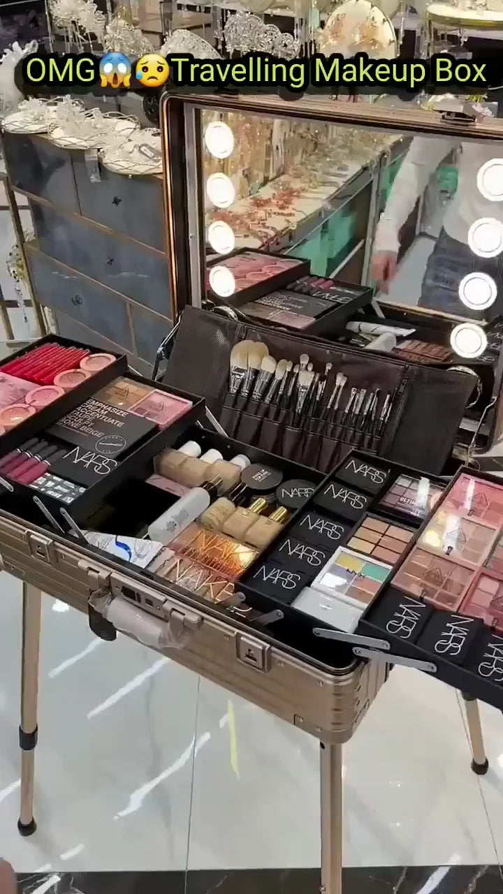 Deluxe Makeup Case with LED Lighted Mirror, Multi-Functional Cosmetic Organizer for Travel, Parties, and Everyday Glam (Copy)