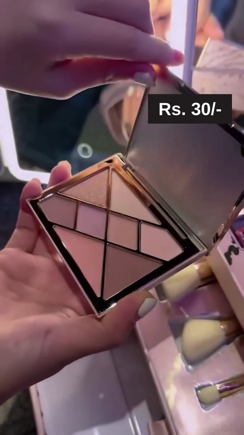 Luxury Makeup Organizer Box with Tri-Fold Vanity Mirror – Portable Cosmetic Storage Case with Lipsticks, Brushes, Compact Powder, Blush and Drawer Sections for Daily Use and Gifting