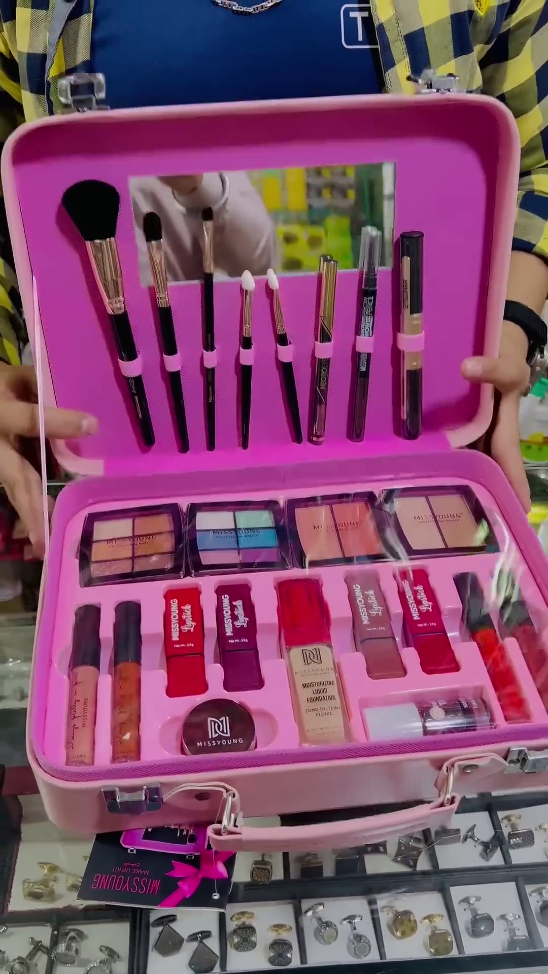Miss Young Complete Makeup Kit - Portable Pink Case with Eyeshadows, Lipsticks, Blushes, Foundation, Brushes, and More for a Full Glam Look, Perfect for Beauty Enthusiasts