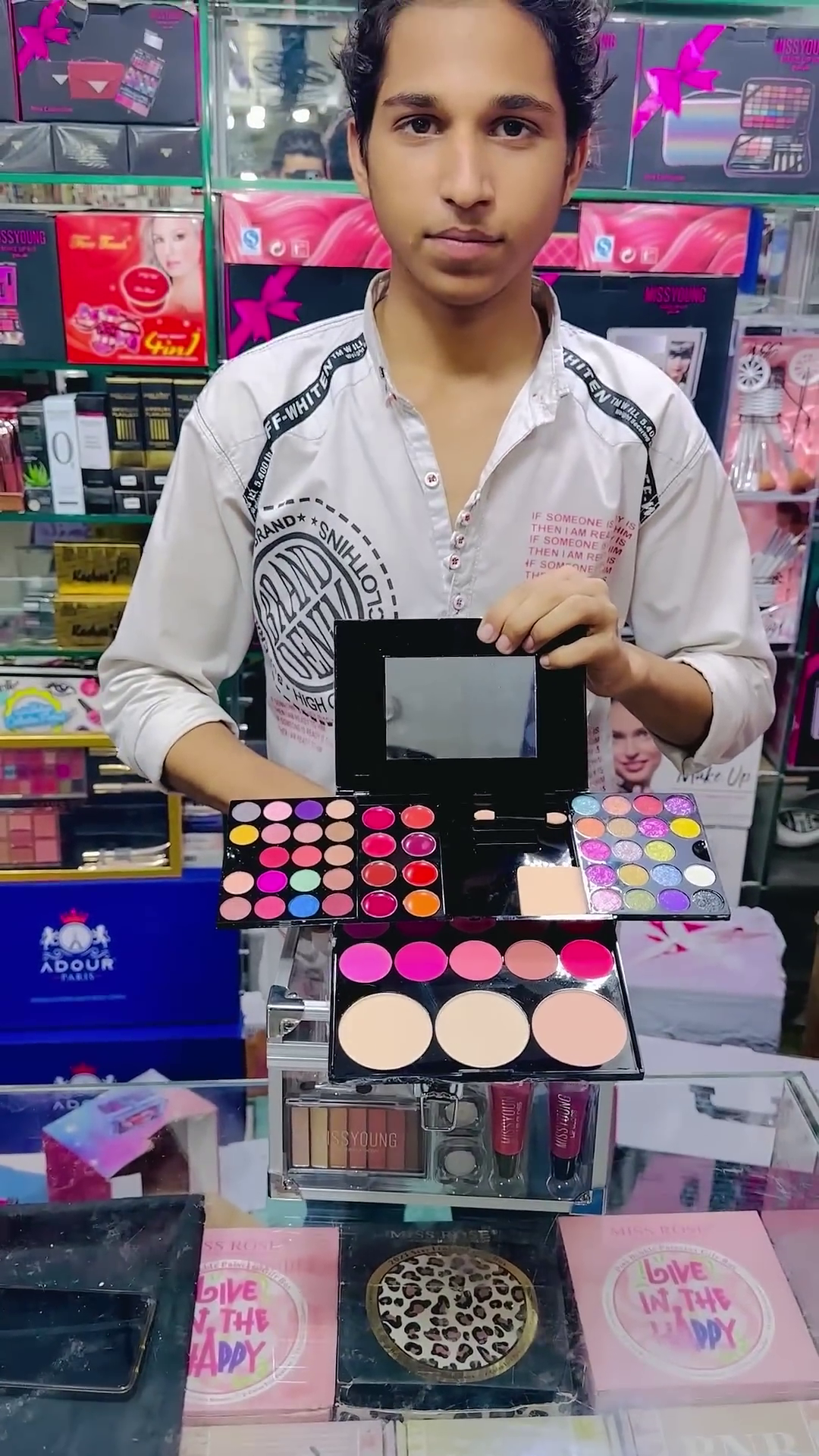 Miss Rose Multi-Function Makeup Palette Set - Includes 24 Lip Colors, 12 Blush Shades, Sparkling Eyeshadows, Contour Powders