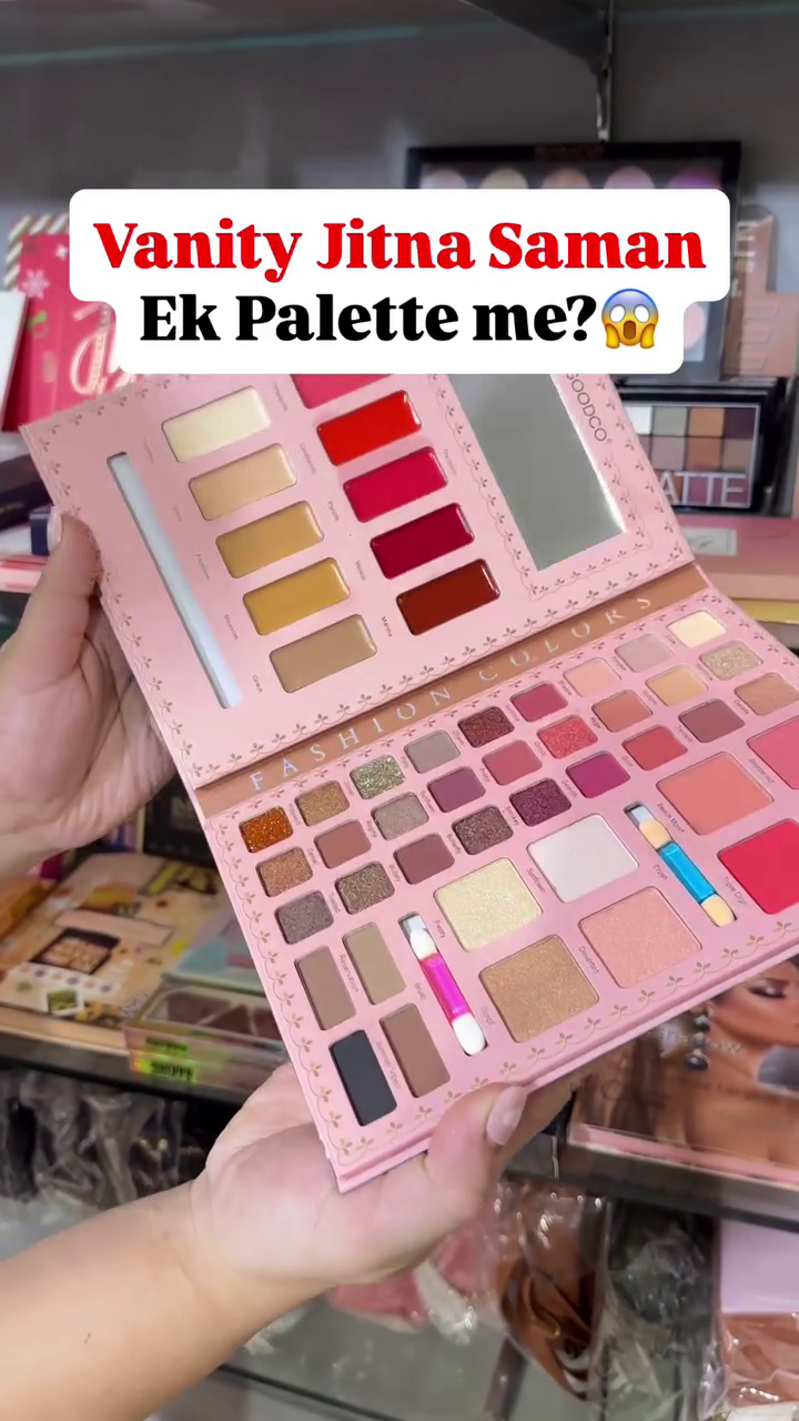 All-in-One Makeup Palette with Eyeshadows, Lipsticks, Blush, and Highlighter for Complete Glam Looks