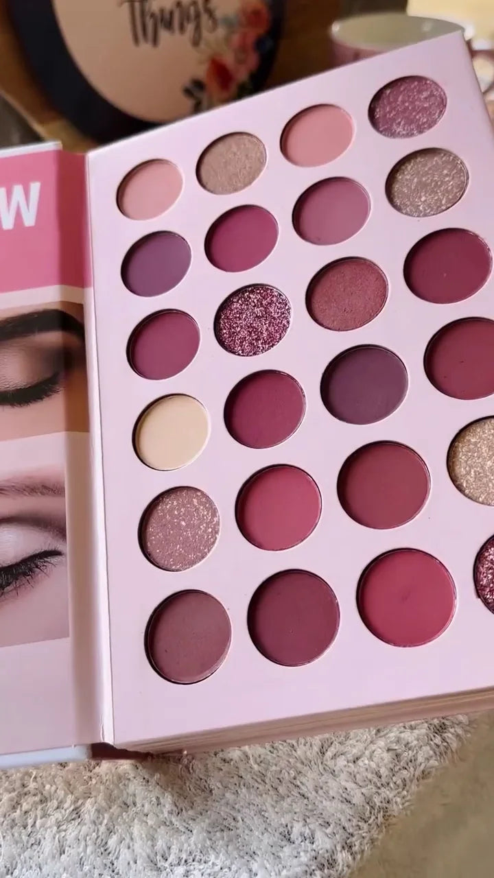 Complete Pink and Mauve Makeup Palette Set – 6-Shade Radiant Matte Blush Collection and 24-Color Eyeshadow Palette with Matte, Shimmer, and Glitter Finishes for Effortless Everyday to Glam Looks