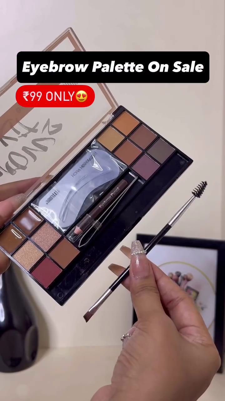 Complete Eyebrow Styling Palette with Multiple Shades, Stencils, Dual-Ended Brush, and Eyebrow Pencil – Perfect for Defining, Shaping, and Filling Brows for a Professional Finish