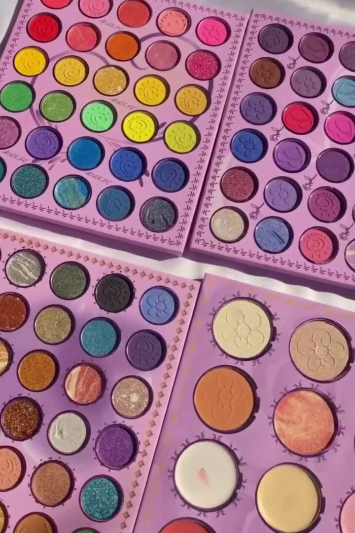 Vibrant Rainbow Eyeshadow Collection – 4 Bold Palettes with 64 Stunning Shades in Matte, Glitter, and Shimmer Finishes for Creative Makeup Looks