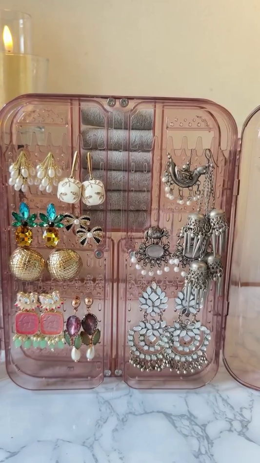 Elegant Earring Organizer – Transparent Jewelry Case with Multiple Sections for Neatly Displaying and Storing Earring