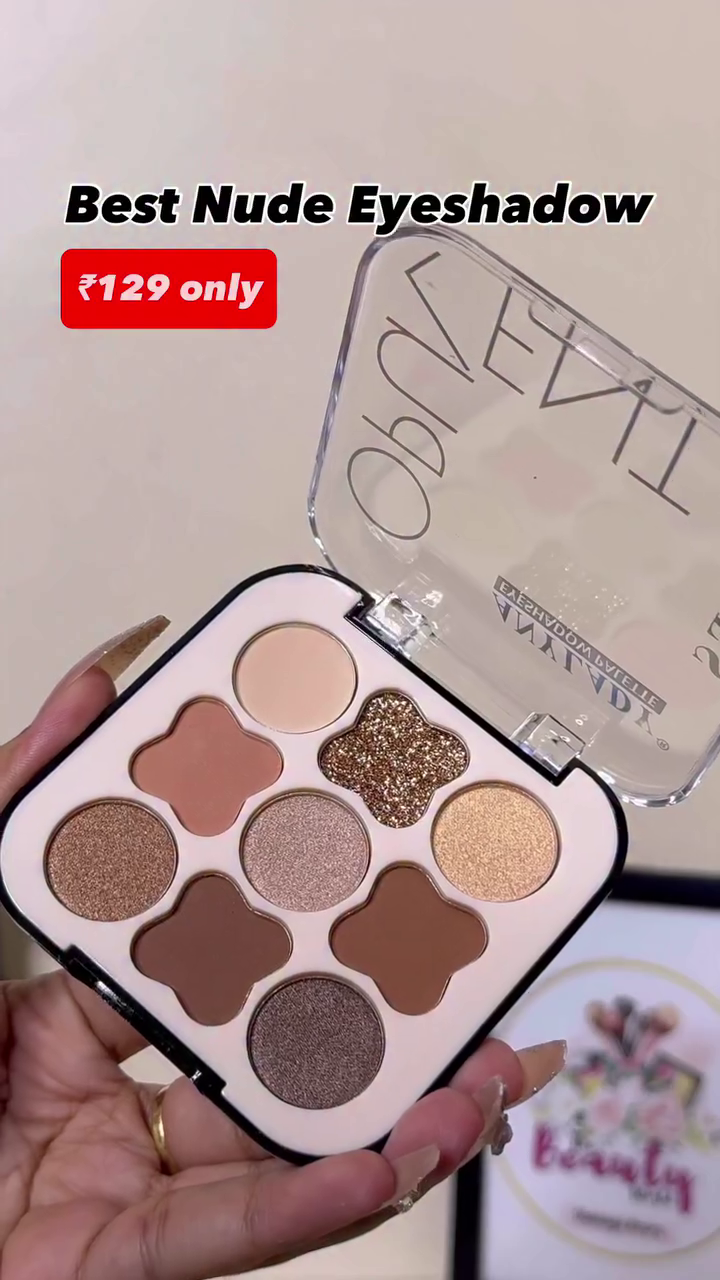 Versatile Nude Eyeshadow Palette with 9 Richly Pigmented Matte and Shimmer Shades in Warm and Neutral Tones – Perfect for Everyday Wear, Soft Glam, and Natural Makeup Looks
