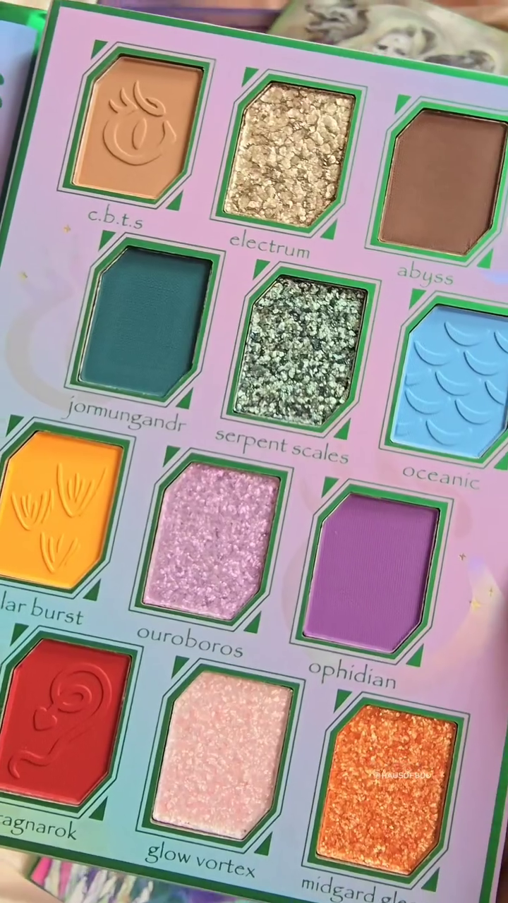 antasy-Inspired Eyeshadow Palette with 12 Unique Shades – Featuring Bold and Mystical Colors Like Jormungandr, Electrum, Abyss, Serpent Scales, Oceanic, Ragnarok, and Midgard Glow
