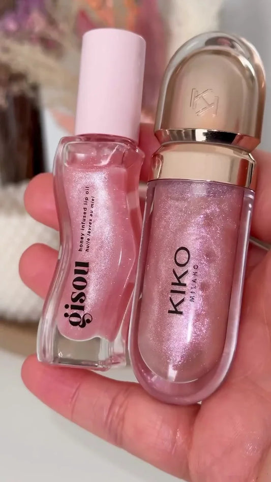 Dual Lip Oil Set with Honey Infused Hydrating Lip Oil and Shimmering Gloss for Soft, Smooth Lips, Featuring a Glowing Finish for a Healthy and Luscious Look