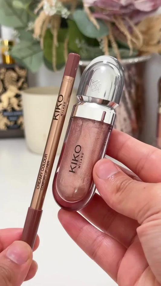 Creamy Comfort Lip Liner and Shimmering Lip Gloss Set, Featuring a Smooth, Long-Lasting Formula for Defining and Plumping Lips, Perfect for a Natural, Glowy Look