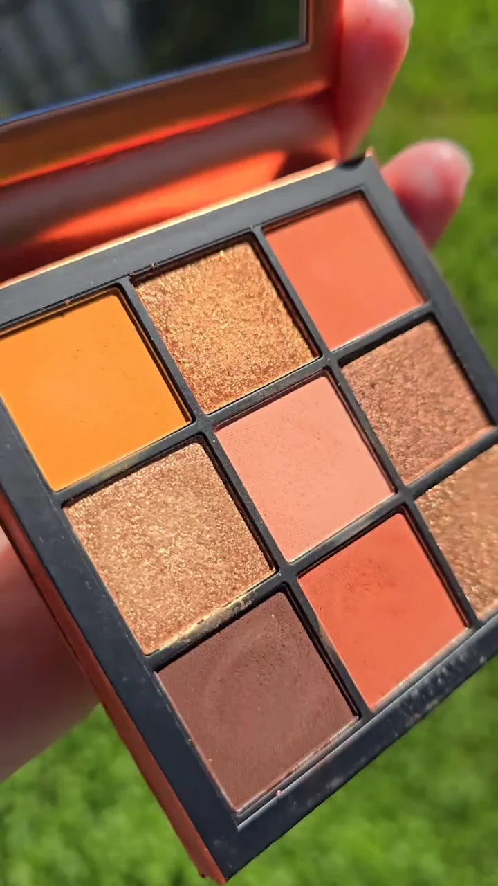 9-Color Warm Nude Eyeshadow Palette – Matte & Shimmer Shades with Highly Pigmented, Blendable Formula for Everyday to Party Makeup Looks