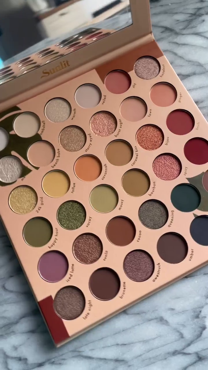 Sunlit Eyeshadow Palette with 35 Rich Matte and Shimmer Shades in Warm, Earthy Tones for Versatile Eye Makeup Looks