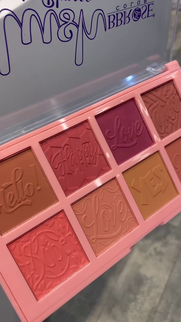 Love & Happy Blush Palette - 9 Soft and Pigmented Shades with Fun Text Engravings, Perfect for Every Skin Tone and Occasion