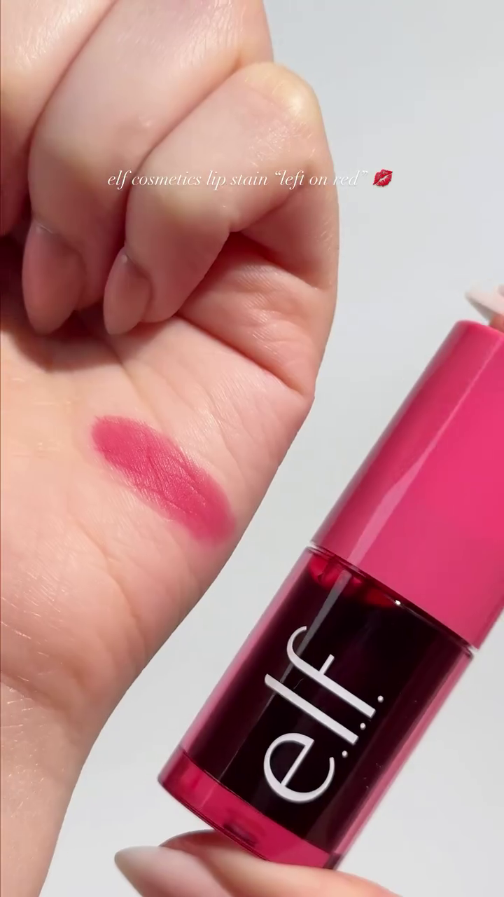 e.l.f. Cosmetics Lip Stain in 'Left on Red' – A Long-Lasting, Bold Pink Shade for Effortless Color