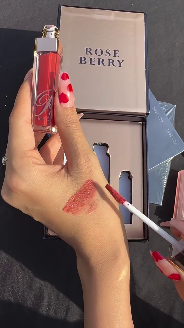 Rose Berry Lip Gloss Set – Includes Glossy Lip Gloss, Lip Glow, and Matte Lipstick in Beautiful Shades for a Nourishing, Hydrated Finish | Perfect Gift Set for Lip Care and Glam