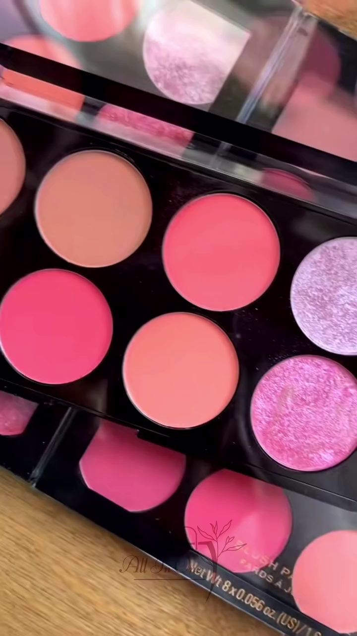 12-Color Pink Blush Palette with Matte and Shimmer Shades for a Natural, Radiant Glow