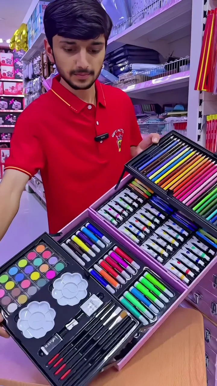 Professional 150+ Piece Art Set – Complete Drawing & Painting Kit with Colors, Pencils, Brushes, Oil Pastels, Watercolors & More – Perfect Gift for Kids & Artists