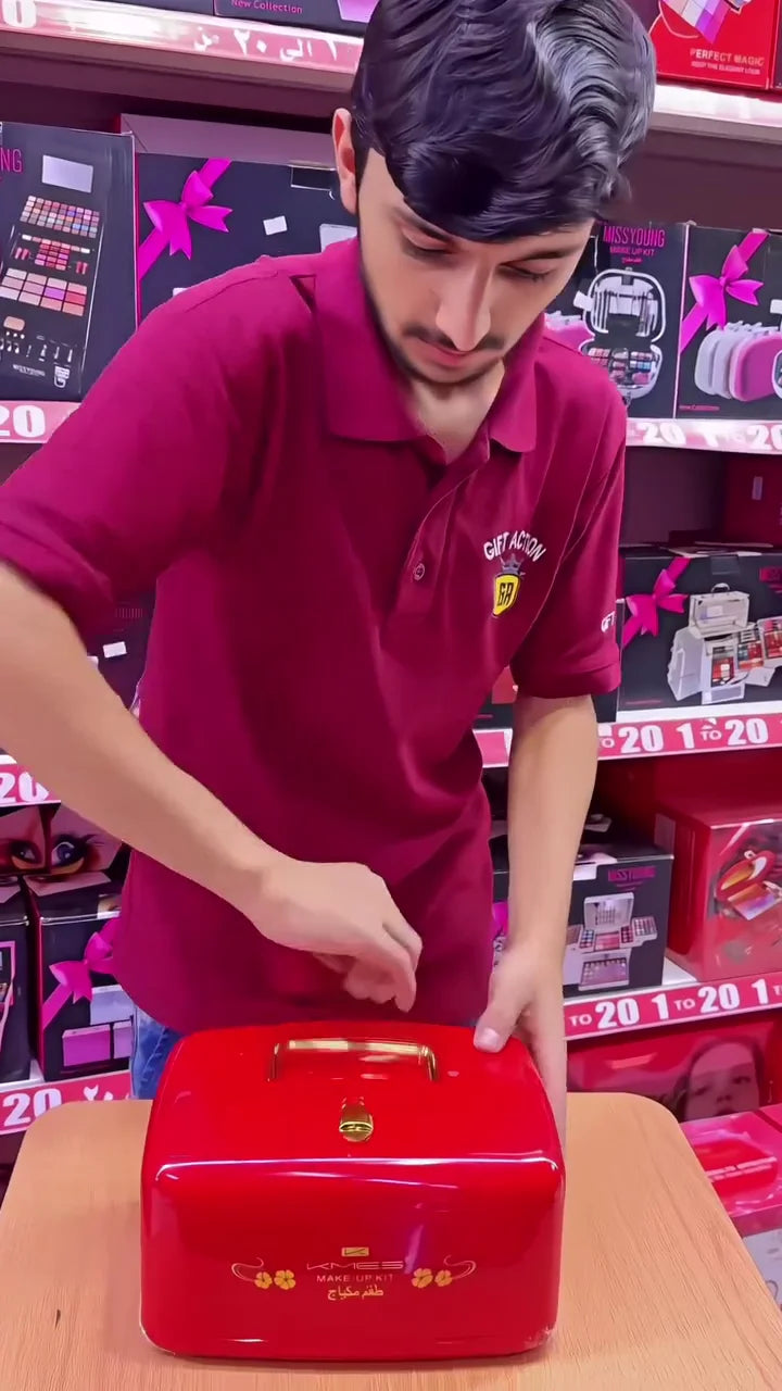 Deluxe Multi-Layer Makeup Kit – Complete Cosmetic Box with Lipsticks, Eyeshadows, Blushers, Foundation, Nail Polishes & Brushes – All-in-One Beauty Set