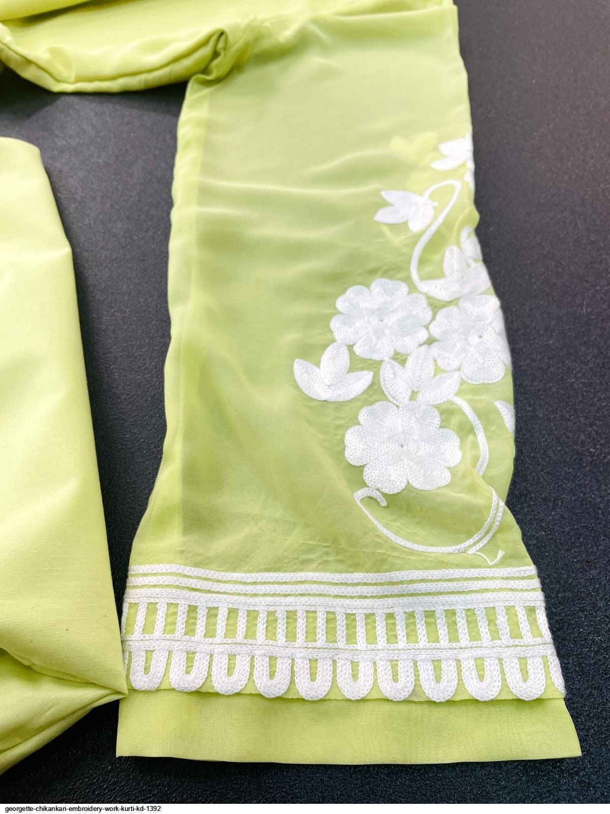 Luxurious Chikankari Embroidered Faux Georgette Top & Pant with dupatta Set