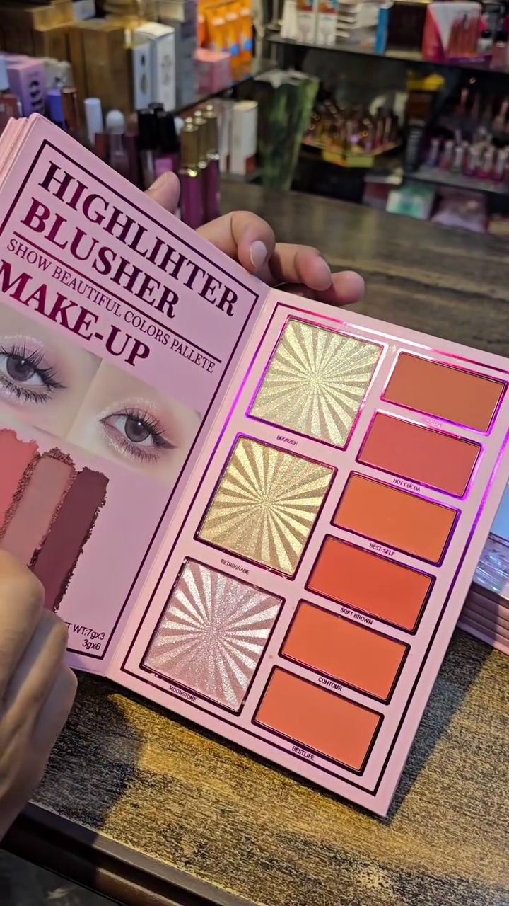 All-in-One Makeup Kit with 24 Richly Pigmented Eyeshadows, 3 Radiant Highlighters, and 6 Vibrant Blushers in a Stylish Floral-Themed Palette for Complete Face and Eye Makeup