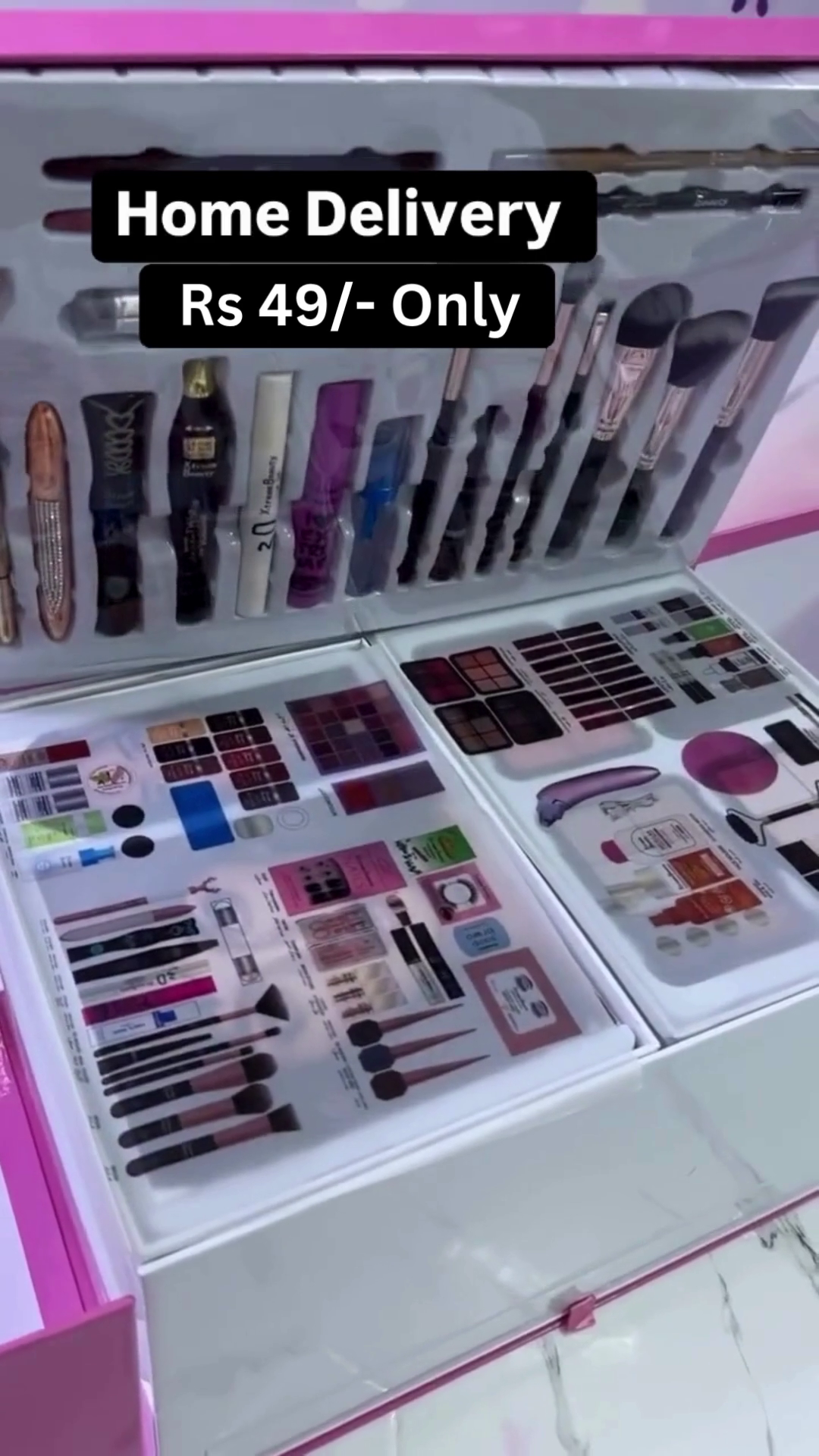 All-in-One Professional Beauty and Skincare Mega Kit Featuring Makeup Brushes, Lipsticks, Foundations, Eyeliners, Serums, Essential Oils, Cleansing Tools