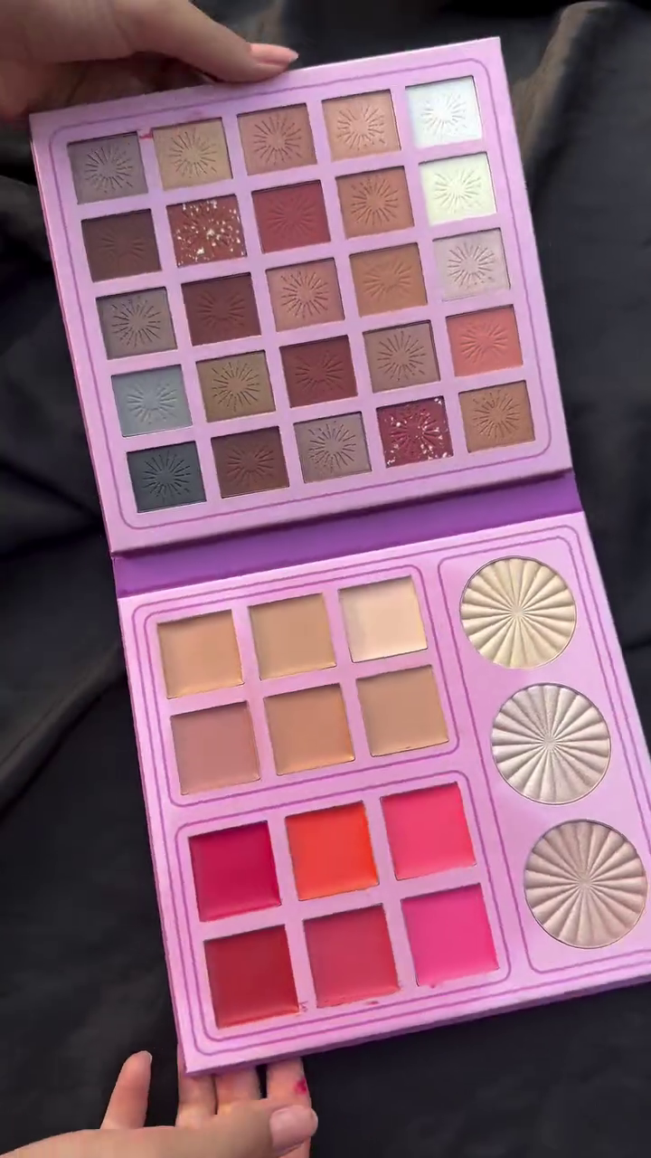 All-in-One Professional Makeup Palette with 30 Highly Pigmented Matte, Shimmer and Glitter Eyeshadows, 8 Cream Concealers and Contour Shades, 6 Bold Cream Lip Colors, and 4 Radiant Highlighters for Complete Face and Eye Makeup Looks