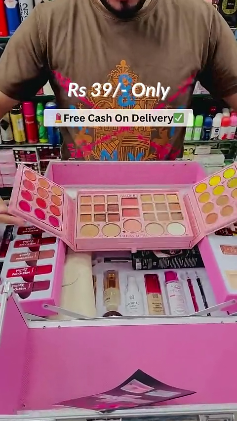 Complete Multi-Palette Makeup Kit Featuring Vibrant Eyeshadows, Blushes, Highlighters, Lipsticks, and Essential Skincare Products with Cash On Delivery Option
