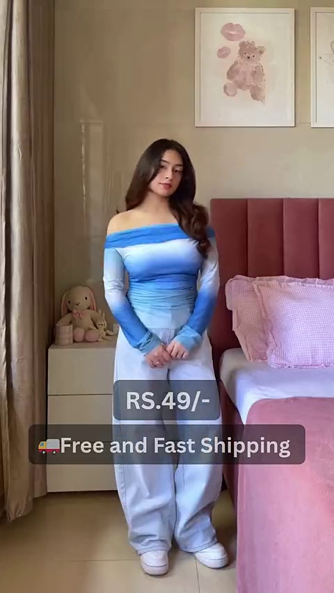 Stylish Off-Shoulder Ombre Blue and Striped Brown Long Sleeve Tops for Women with Comfortable Fit and Trendy Design, Perfect for Casual and Chic Outfits