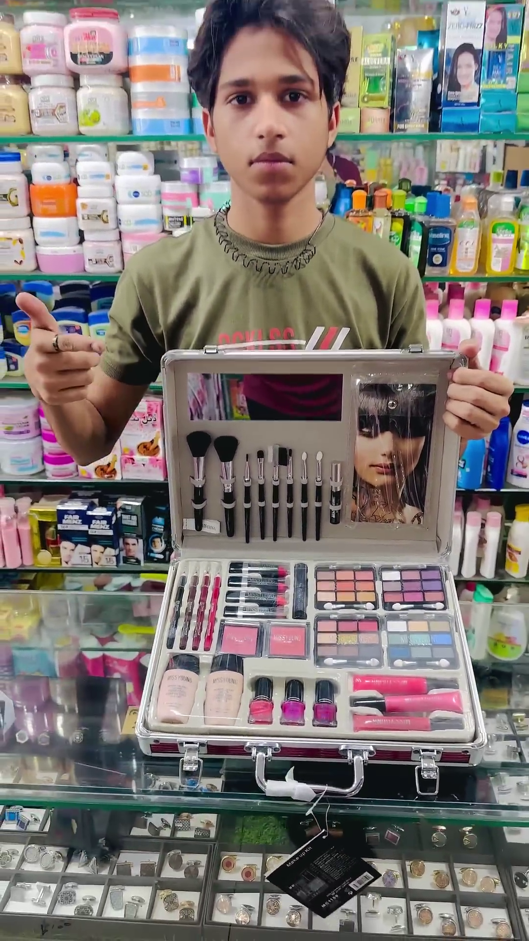 Complete Makeup Kit with Professional Brushes, Lipsticks, Eyeshadows, Blush, Foundations, and Nail Polishes - All-in-One Cosmetic Set for Beauty Enthusiasts and Makeup Artists