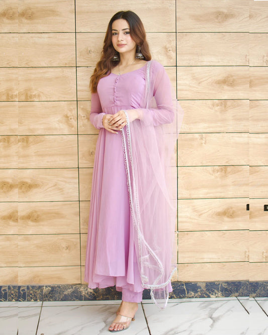 Kirti Singh Onion Colour Anarkali Three Piece Suit