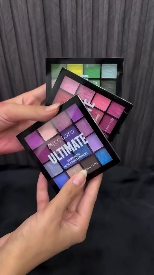 Miss Lara Ultimate Eyeshadow Palette with 16 Highly Pigmented Shades in Matte, Shimmer and Metallic Finishes, Long Lasting Blendable Eye Makeup Kit for Professional and Daily Use