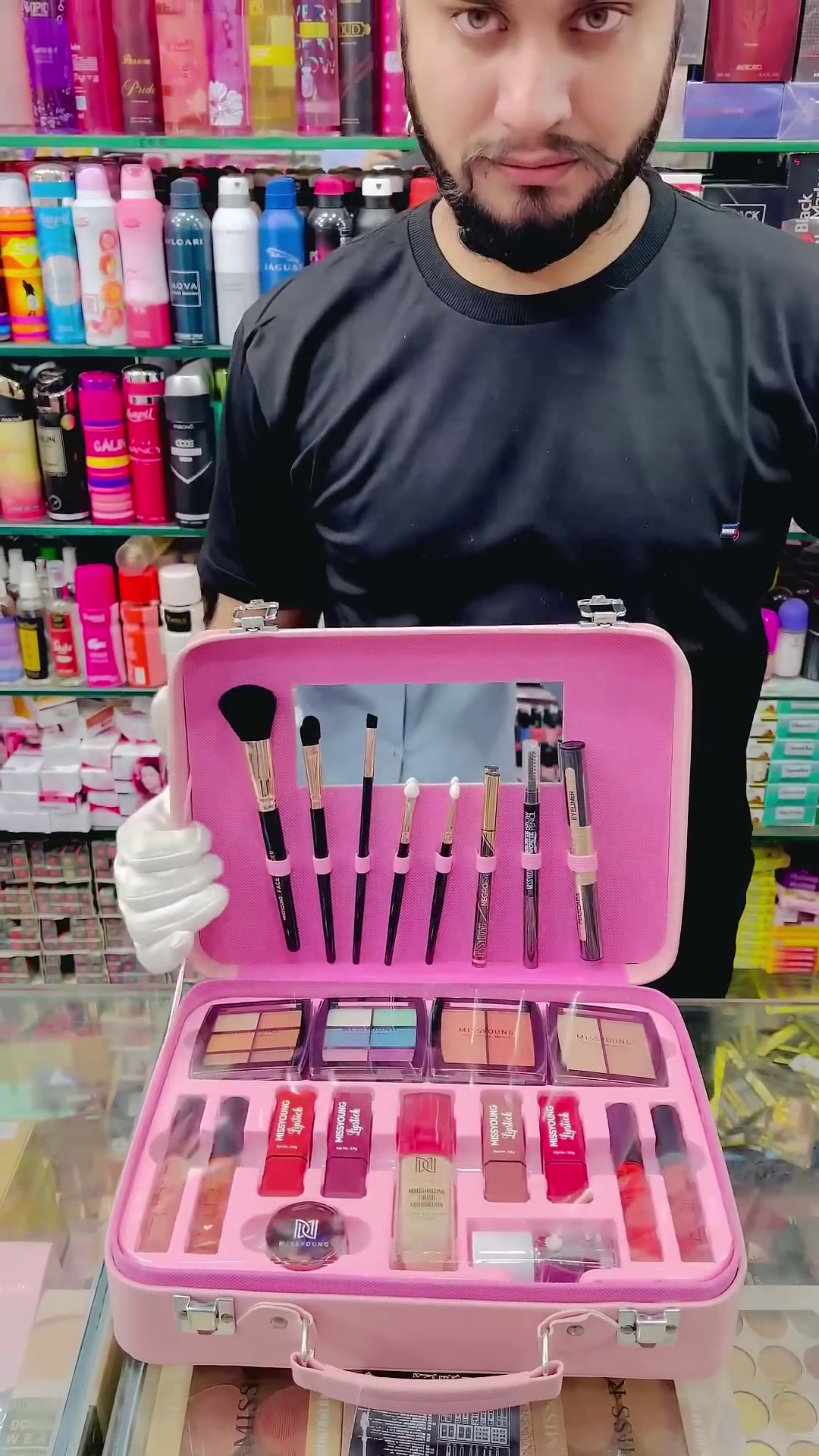 Complete Pink Makeup Kit – All-in-One Set with Brushes, Lipsticks, Eyeshadows, and More in a Portable Case