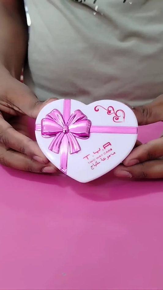 Two-Way Cake & Multi-Color Essentials: Heart-Shaped Gift Box Makeup Palette with Pressed Powder, Eyeshadows, and Built-in Mirror