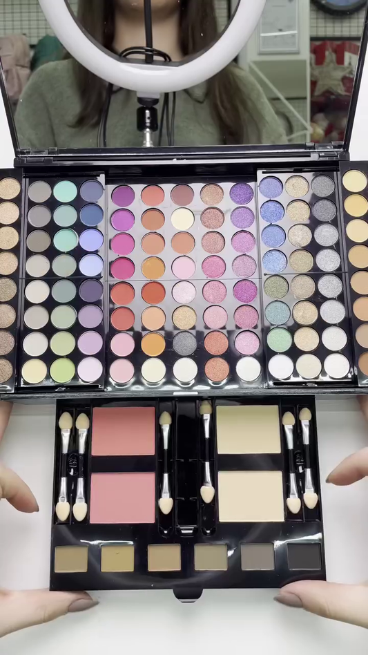 Complete Makeup Palette with 36 Eyeshadows, Blush, Highlighter, and Contour Shades for a Full Glam Look