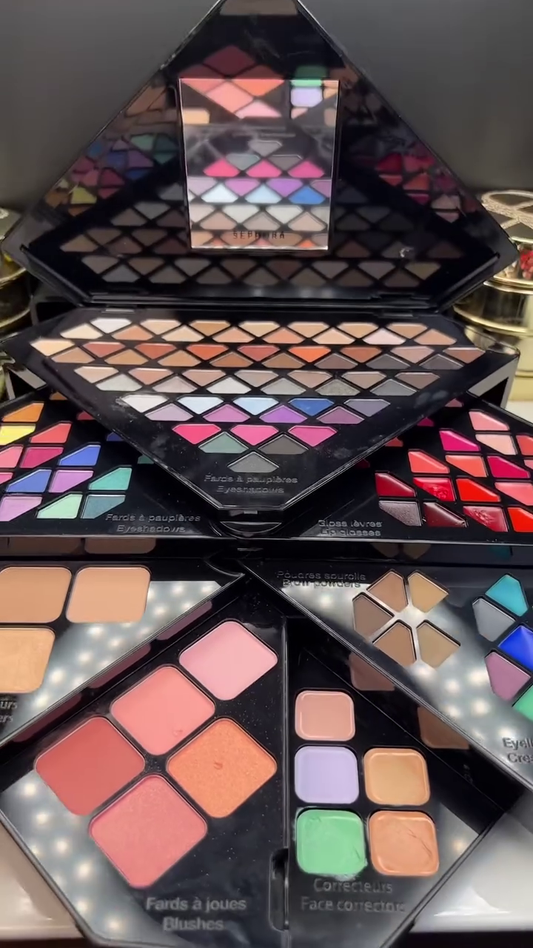 Ultimate Makeup Palette Collection with Eyeshadows, Lip Glosses, Blushes, and Face Correction Shades for Full Face Makeup