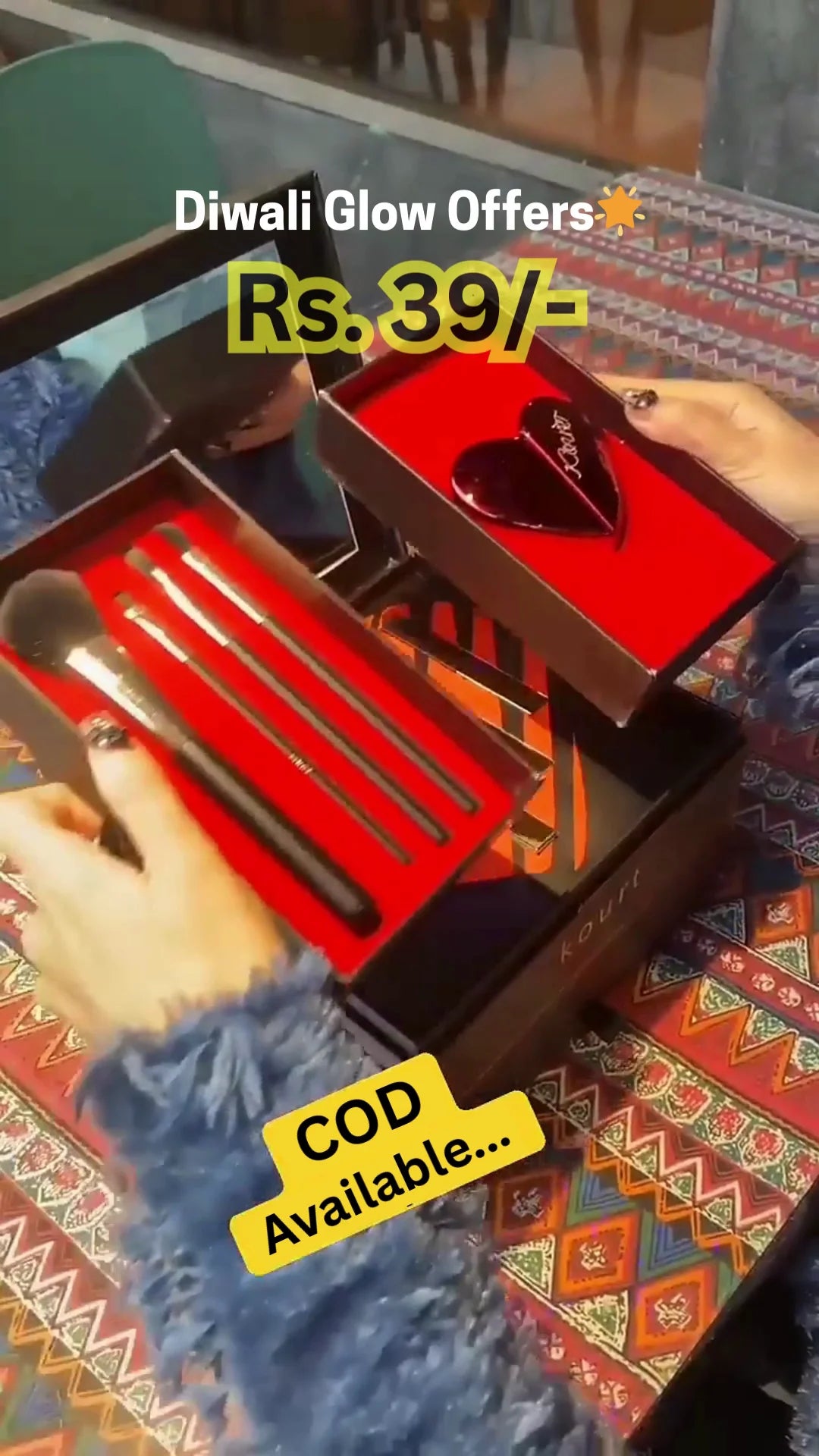 Premium Makeup Brush Set with Heart-Shaped Lipstick Case – Perfect Gift for Diwali Glow Offers