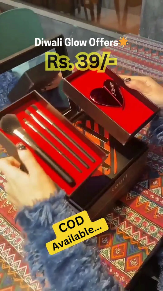 Premium Makeup Brush Set with Heart-Shaped Lipstick Case – Perfect Gift for Diwali Glow Offers