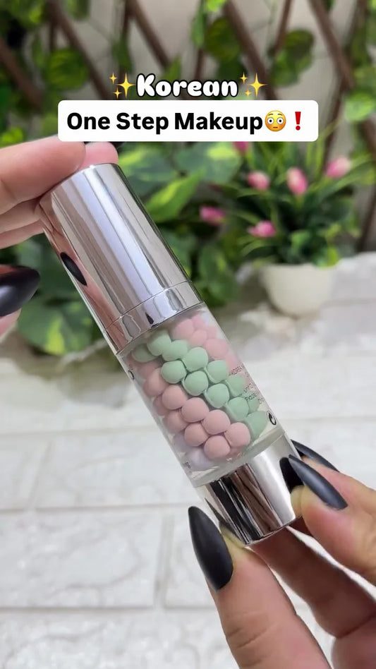 Korean One-Step Color-Correcting Makeup Base – Hydrating Primer Serum with Green and Pink Tone Balancing Capsules for Smooth, Radiant, and Even Complexion Finish