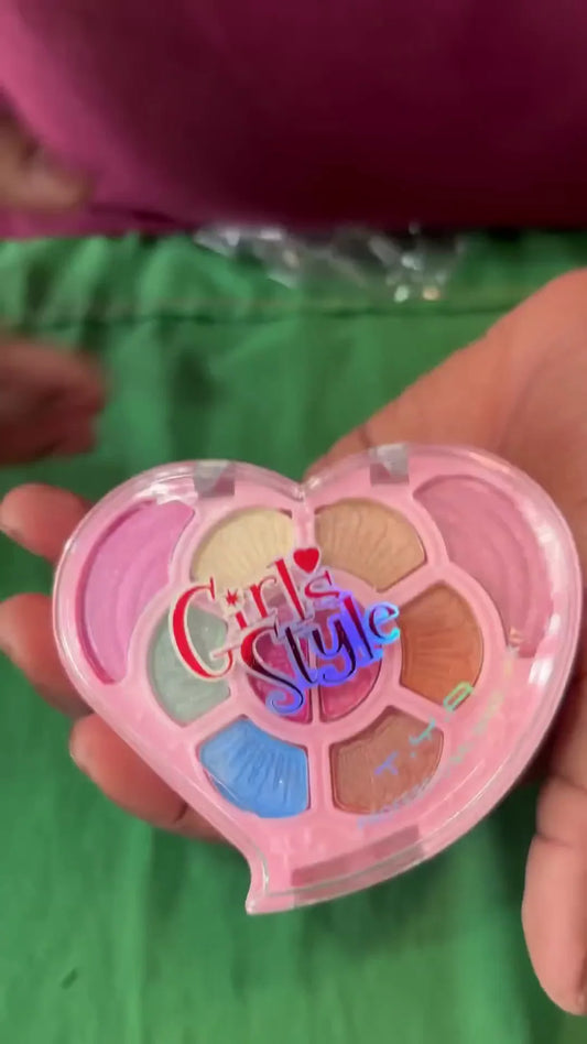 Colorful Heart-Shaped Eyeshadow Palette with 9 Vibrant Shades for a Fun and Bold Look – Perfect for Kids and Teens