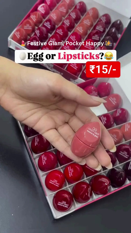 Mini Egg-Shaped Lipstick Collection – Compact Moisturizing Lip Colors in Rich Nude, Pink, and Red Shades for Everyday Wear