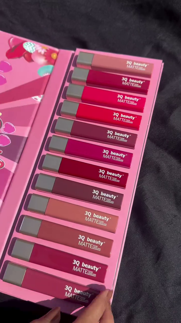 3Q Beauty Matte Liquid Lipstick Set – 12 Gorgeous Shades from Nude to Bold Reds, Long-Lasting, Smudge-Proof Formula for All-Day Wear