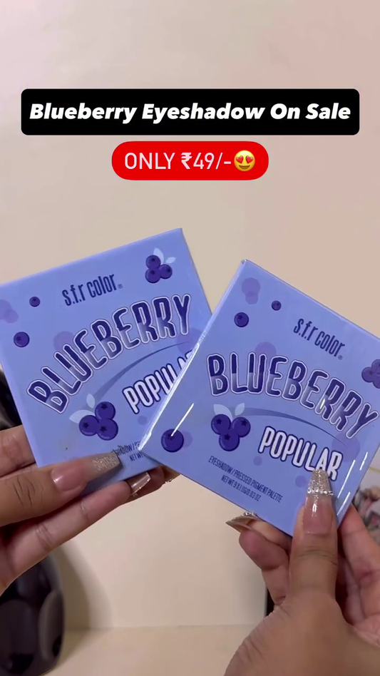 Blueberry-Inspired 9-Color Eyeshadow Palette Featuring Matte and Shimmer Shades in Vibrant Blues and Sparkling Tones – Perfect for Bold, Creative, and Glamorous Eye Makeup Looks